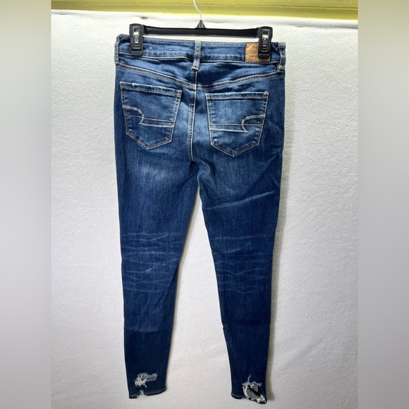 American Eagle Super Stretch Distressed Hi-Rise Jegging Jeans Womens 4 Blue 2573 - Picture 9 of 10